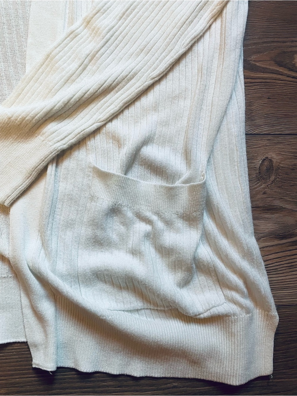 Matty M Cream Open-Front Ribbed Cardigan - Picture 4 of 5